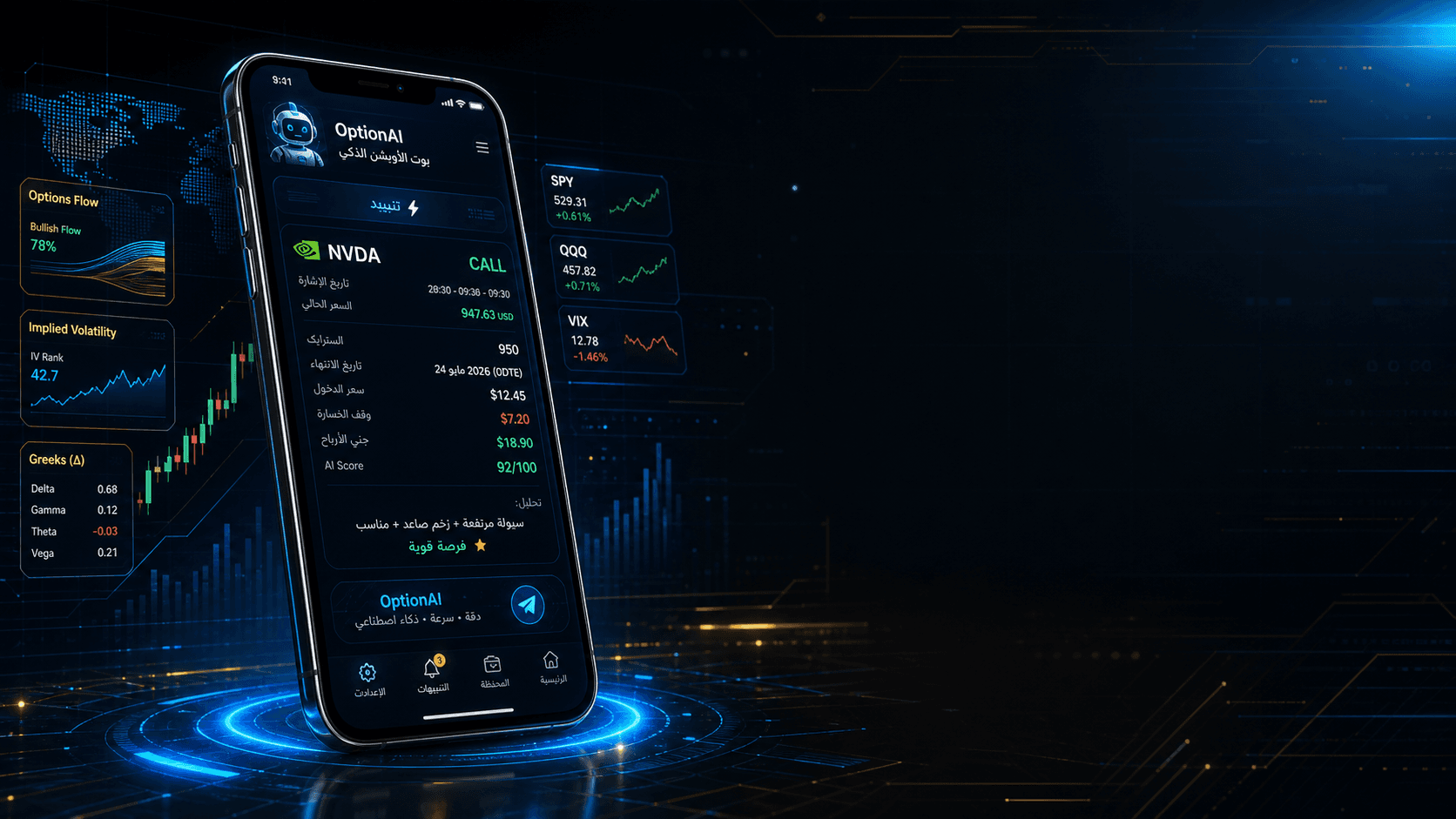 OptionAI bot phone mockup